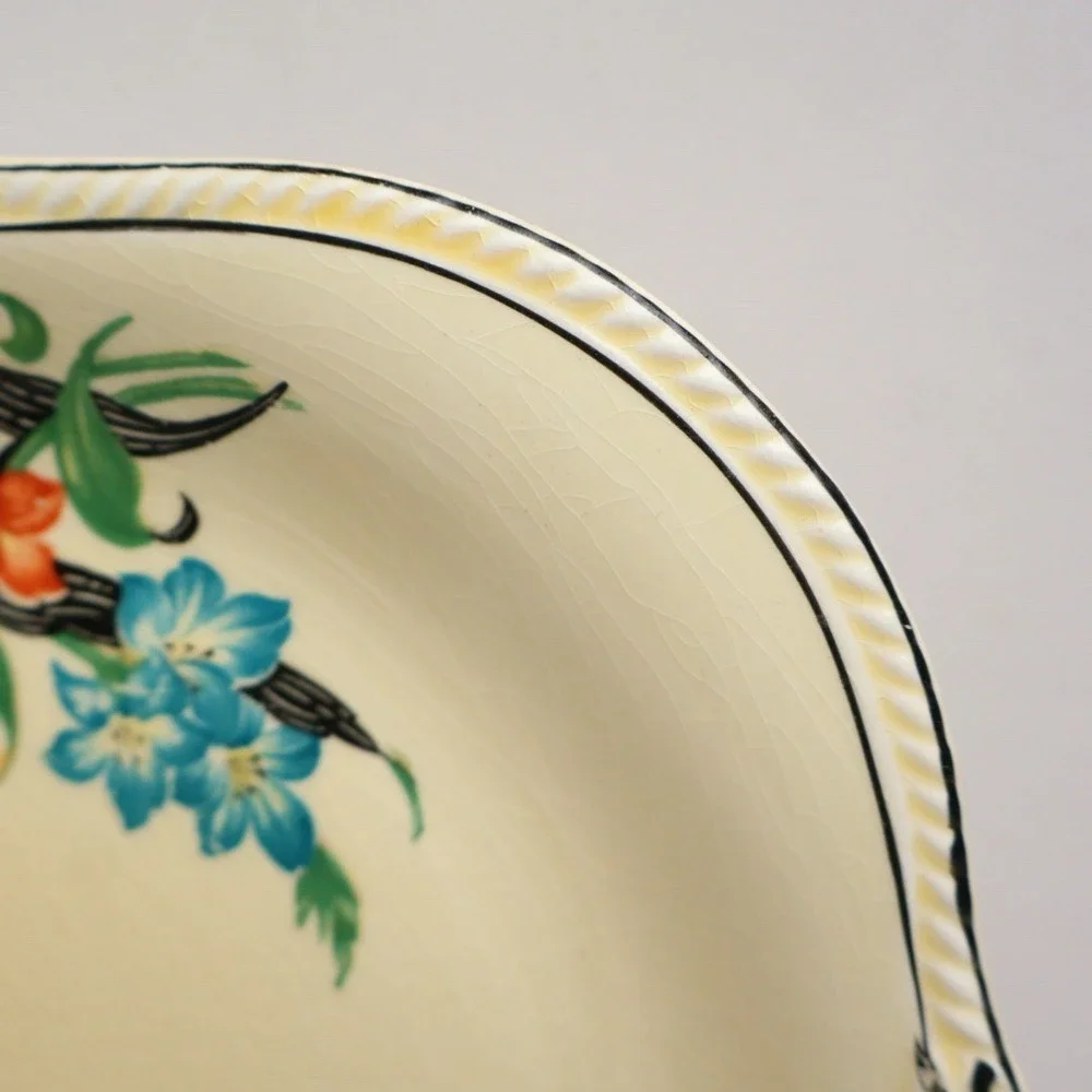 VTG Art Deco Hand Painted Floral Serving Platter Tray C.P. Co.
